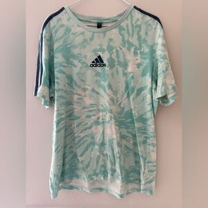 Adidas Mint and White Tie-Dye Tee
